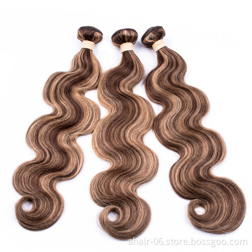 Straight and Body No Tangle No Shed Soft And Smooth, P4/27 Color 100% Brazilian Virgin Human Hair 10"-30" Hair Bundles In Stock